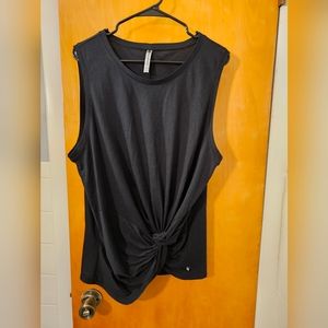 Fabletics Women's XXL Tank Top Hera Black Twist Front Crew Neck